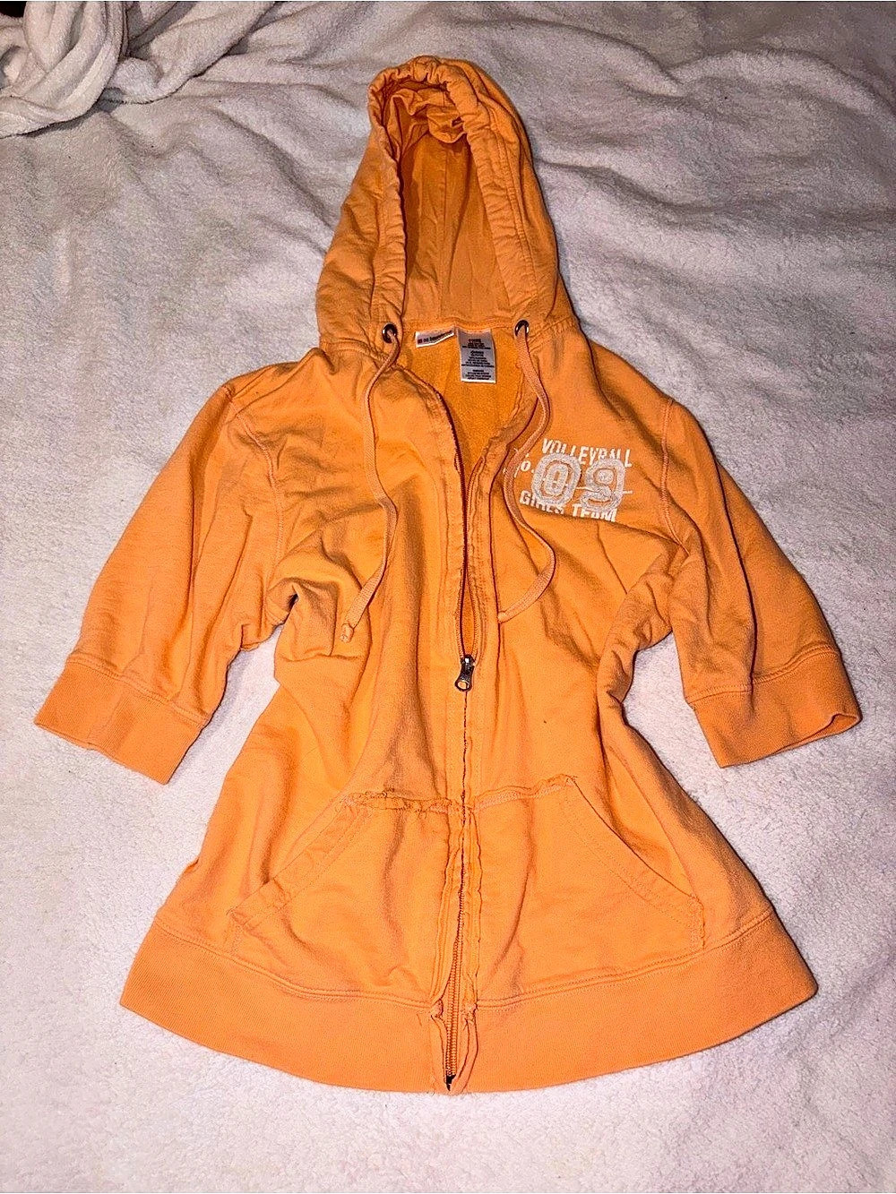 NoBo y2k orange half sleeve hooded zip up